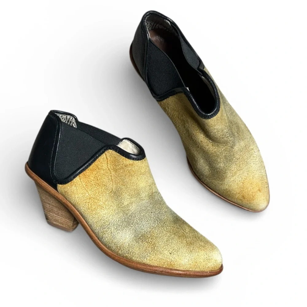MATT BERNSON Marlow Suede Leather Distressed Heeled Chelsea Booties Size 6M